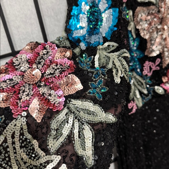 Mac Duggal 5615 size 12 floral embellished gown long blouson sleeves - Picture 8 of 12